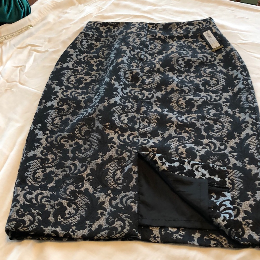 Black Grey Jacquard Pencil Skirt by Worthington.